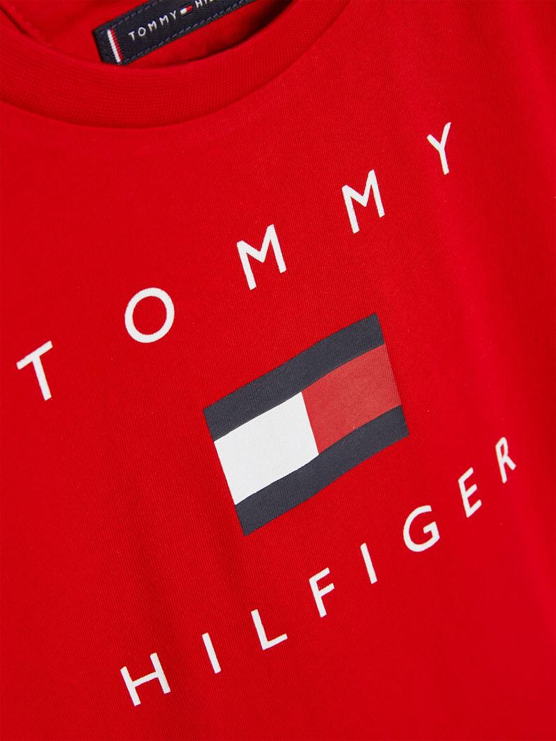 Fiú Tommy Hilfiger Flag Póló Piros | HU 2256TCE